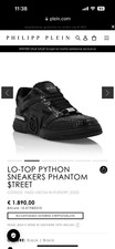 Scarpe Philip Plein taglia 41 LO-TOP PYTHON SNEAKERS PHANTOM $TREET vera pelle