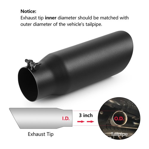 Exhaust Tip 3" Inlet 4" Outlet Black Bolt-On Diesel Muffler Tip Truck Tailpipe - Picture 5 of 7