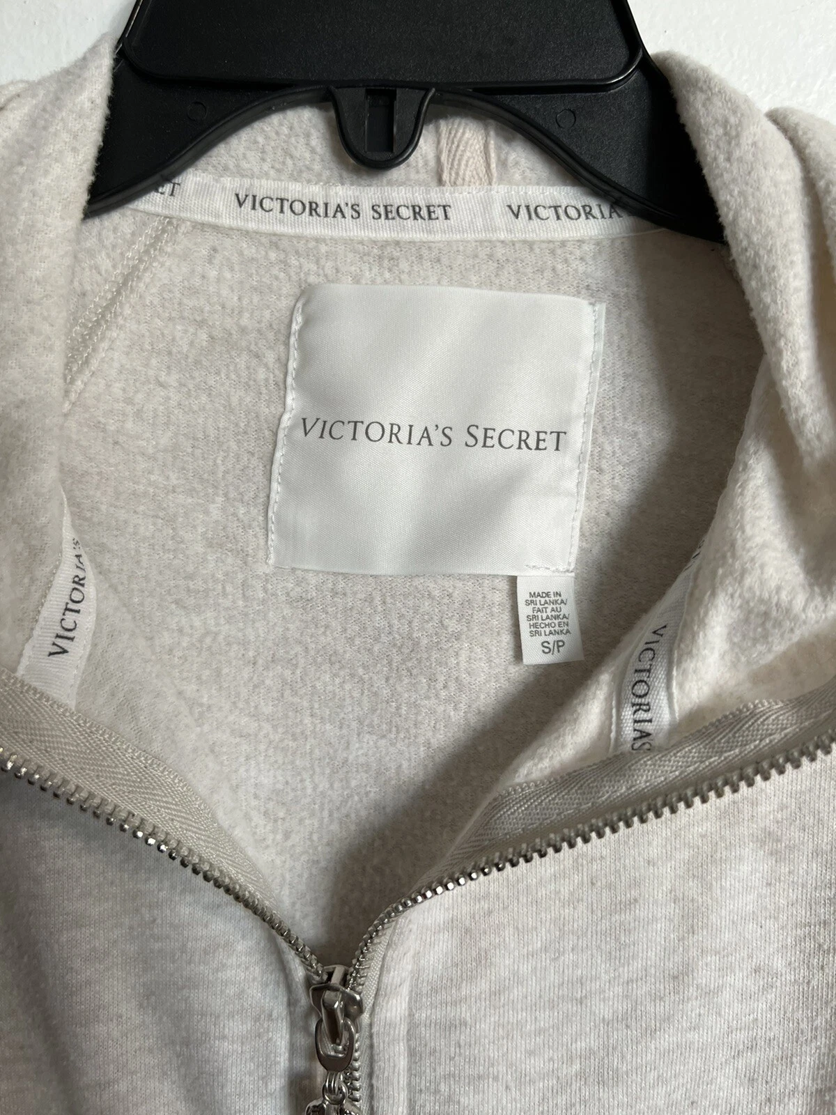 UNDERCOVER Felpa con cappuccio Victorias Secret Supermodel Essentials BLING rosa cuore grigia taglia S *DIFETTOSA