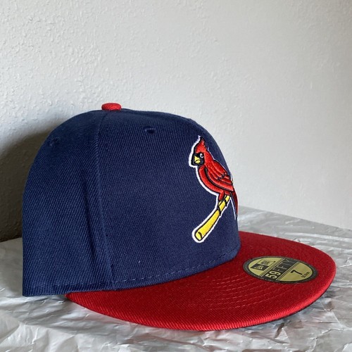 Cappello Berretto St Louis Cardinals New Era 59Fifty Blu Navy Rosso Fitted MLB - NUOVO - Foto 2 di 7
