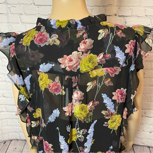 NWT New $229 Paige 100% Silk Genie Floral-Print Ruffled Top Size M - Picture 11 of 13