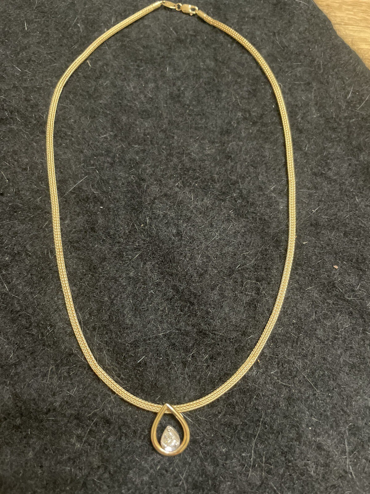 Genuine Real Diamond 14 C Gold Necklace From Mayors. Pear Shaped