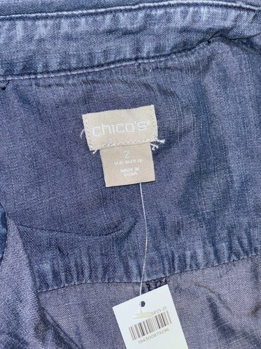 Chico's 2 Denim Maxi Dress 100% Tencel Lyocell Maxi Dress 1/4 Sleeve NWT - Picture 4 of 14