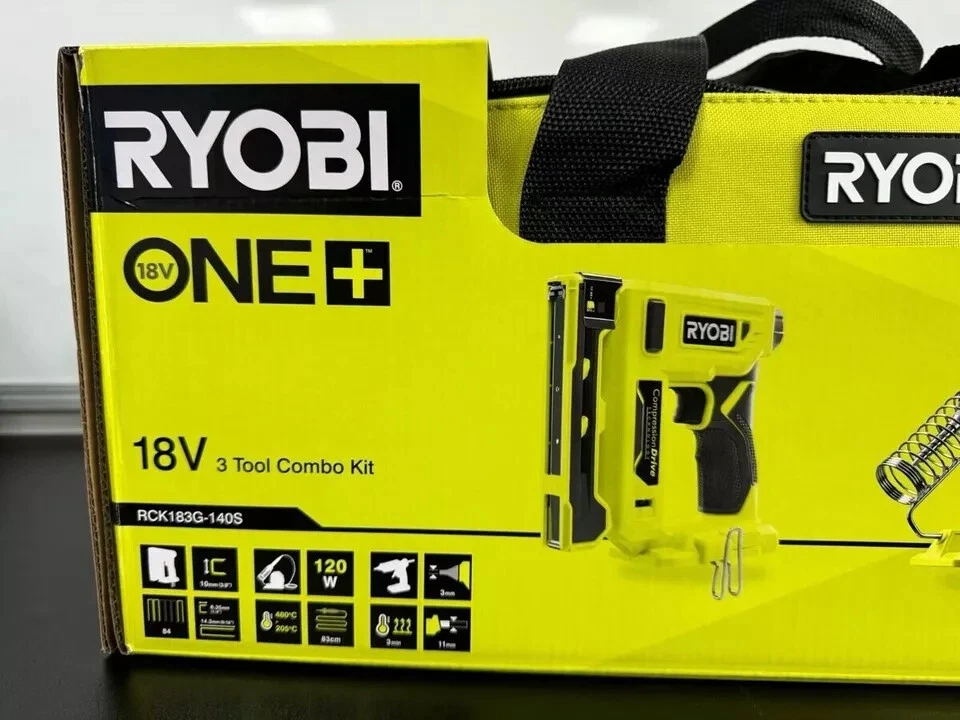 🛠️ RYOBI RCK183G-140S 18V ONE+ CORDLESS GLUE GUN SOLDERING IRON & STAPLER KIT📦 - Image 2 of 4