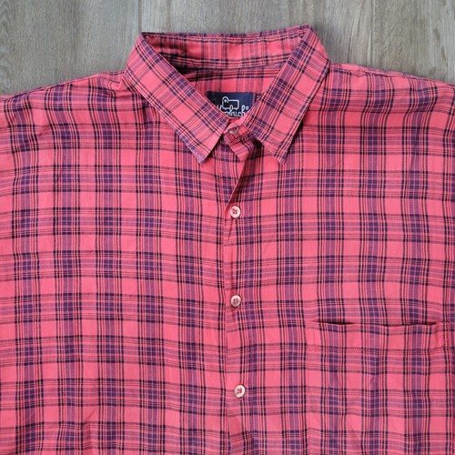 Vintage 80s Woolrich Short Sleeve Shirt Red Black Plaid Thin Large USA Made - Picture 2 of 4