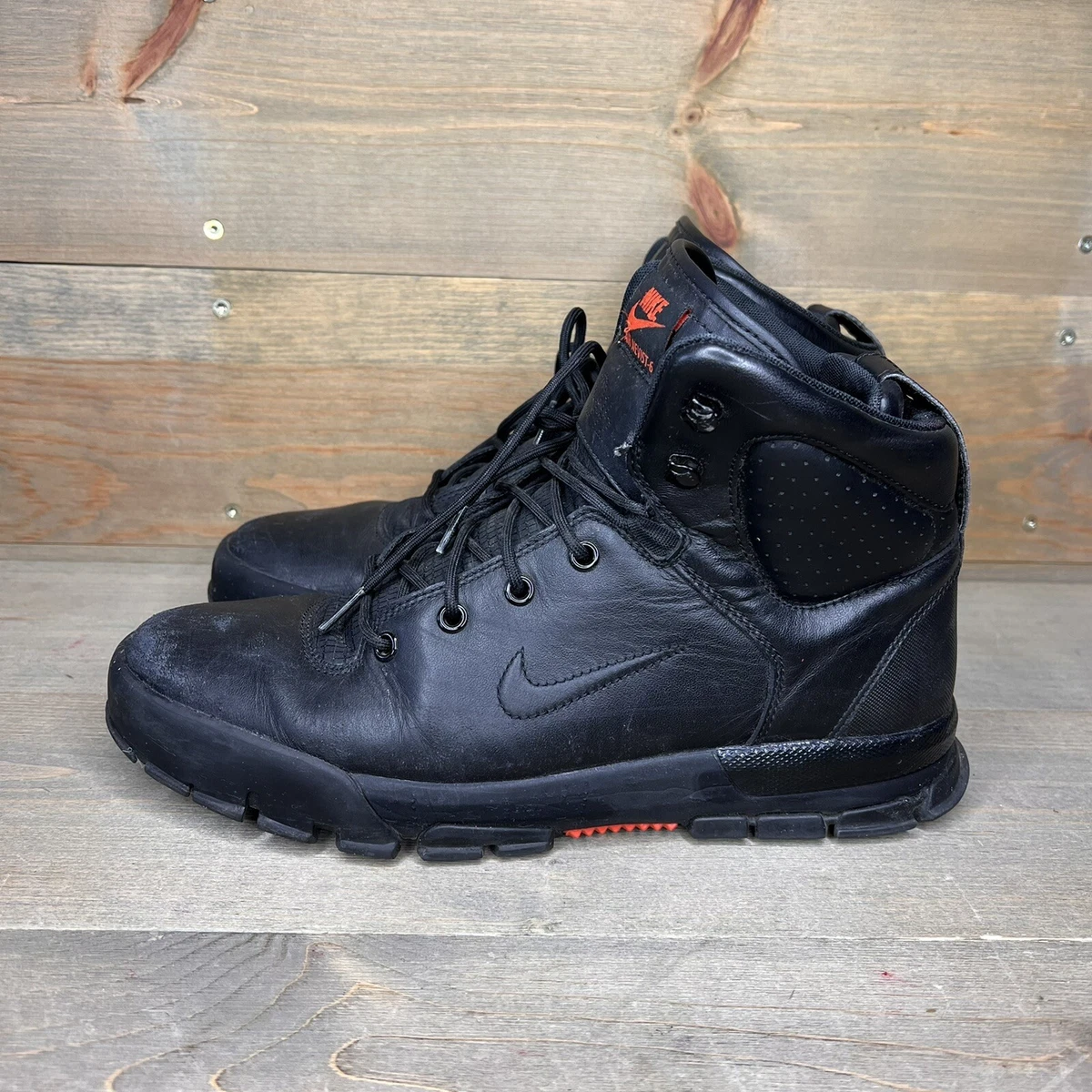 Nike Air Nevist 6 ACG Black High Top Hiking Boots 454402-002 Men&#039;s Size 9.5 |