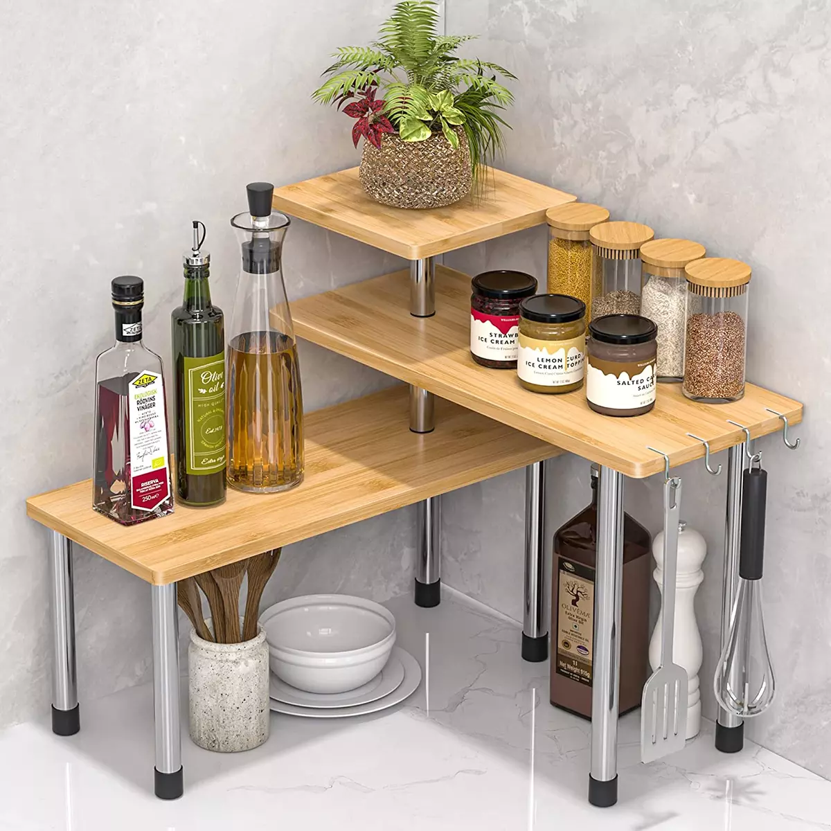 bamboo spice rack organizer for countertop