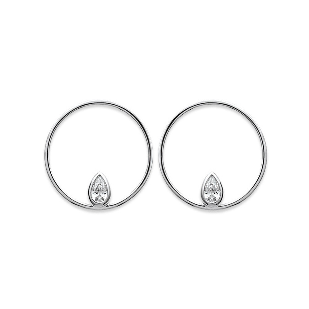 Boucles d'oreilles goutte en argent 925 rhodié et oxydes de zirconium scintillants