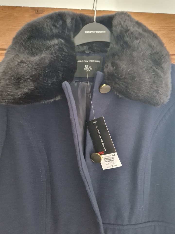 BNWT Navy Blue Size 12 Dorothy Perkins Coat eBay