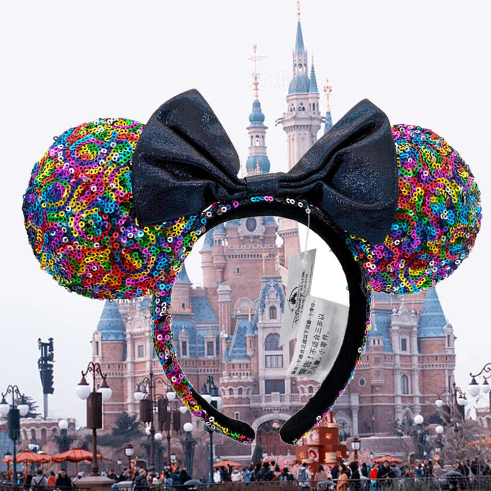Disney Parks Minnie Mouse Ears Rainbow Sequin Bow Headband  display picture 2