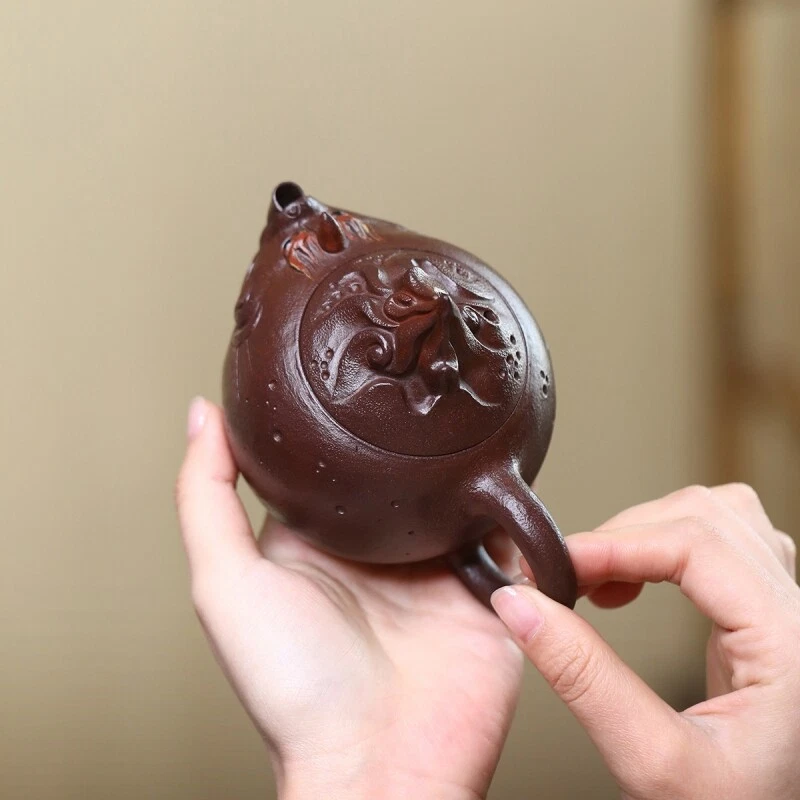 Olla de té hecha a mano Real Yixing Zisha olla de grano púrpura original china olla de zini de mineral Foto 2 de 4