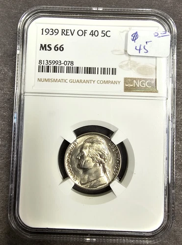 1939 REV OF 40 Jefferson 5c Nickel NGC MS66
