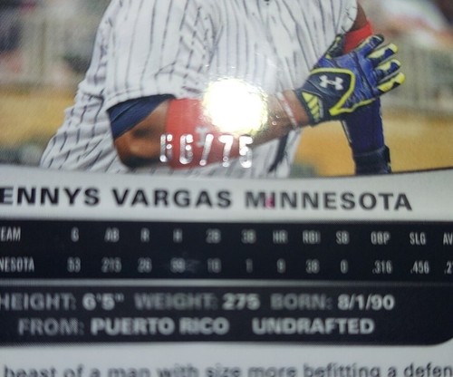 2015 Kennys Vargas, Panini Prizm, Blue Prizm, Numbered 66/75 Twins NM-MT - Picture 3 of 3