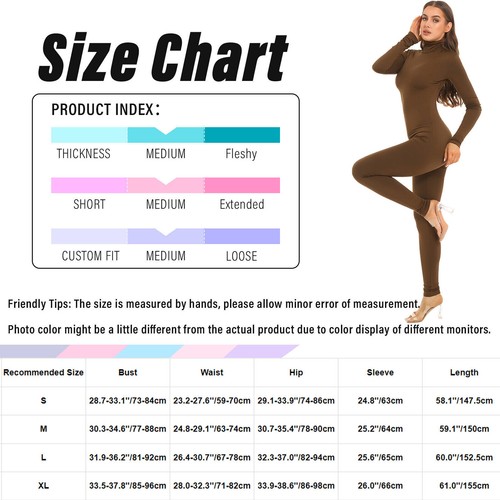 Body donna manica lunga finto collo tuta intera unitard base strato pagliaccetto - Foto 61 di 93
