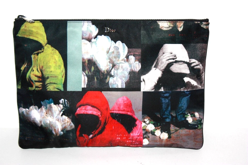 DIOR Homme Pochette Imprimée Coloré Nylon CERTIFICAT D'AUTHENTICITE NEUF - Photo 1/4