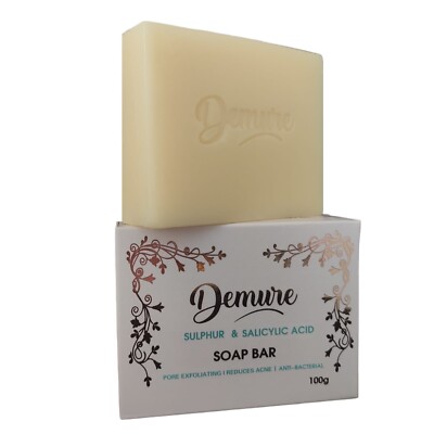 2 pcs Demure Sulfur & Salicylic Acid Exfoliating Soap Bar, Peeling, Anti Acne