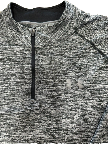 Men's Under Armour UA Tech 1/2 Zip Long Sleeve Shirt Black Heather XL - EUC - Picture 2 of 9