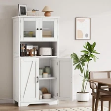 Kitchen Pantry Storage Cabinet with Doors and Shelves 50.4" Freestanding Cabinet