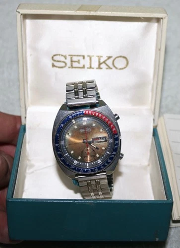 VINTAGE SEIKO CHRONOGRAPH POGUE PEPSI YELLOW DIAL 6139 6000