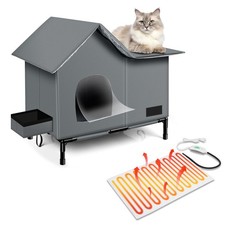 Heated Cat House,Removable Weatherproof Cat Houses for Outdoor Cats with Heat...