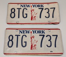 VTG Pair of Statue of Liberty New York License Plates 8TG 737 = Boeing Digits