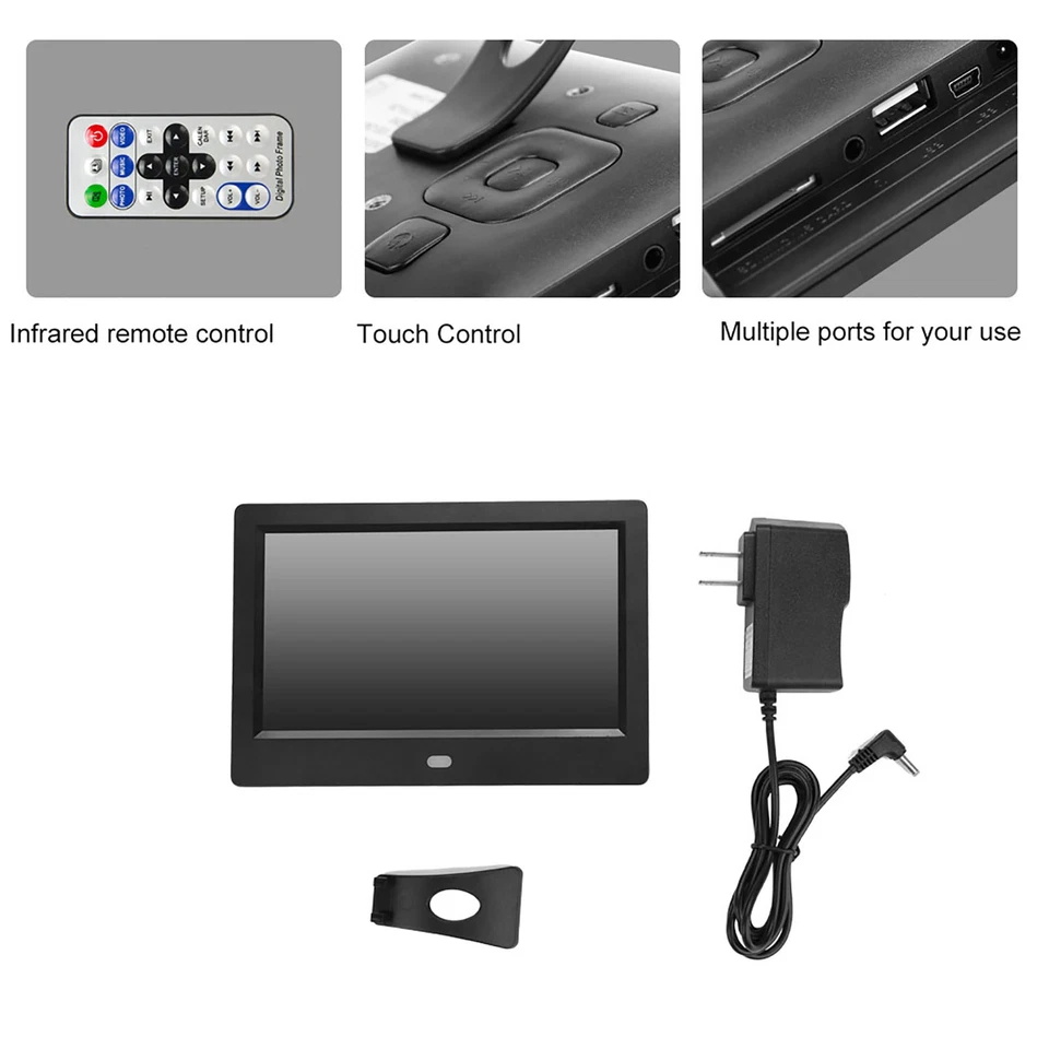 7 HD LED Screen Digital Photo Frame Alarm Clock MP3/4 Movie Player☚ - Image 2 of 4