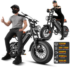 Electric Bike 1200W 48V Dual Suspension 16'' Fat Tire e bike E Bicycle for Adult