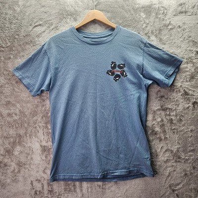 ERASED Skull Graphic T Shirt Mens Streetwear Blue Short Sleeve Tee Medium