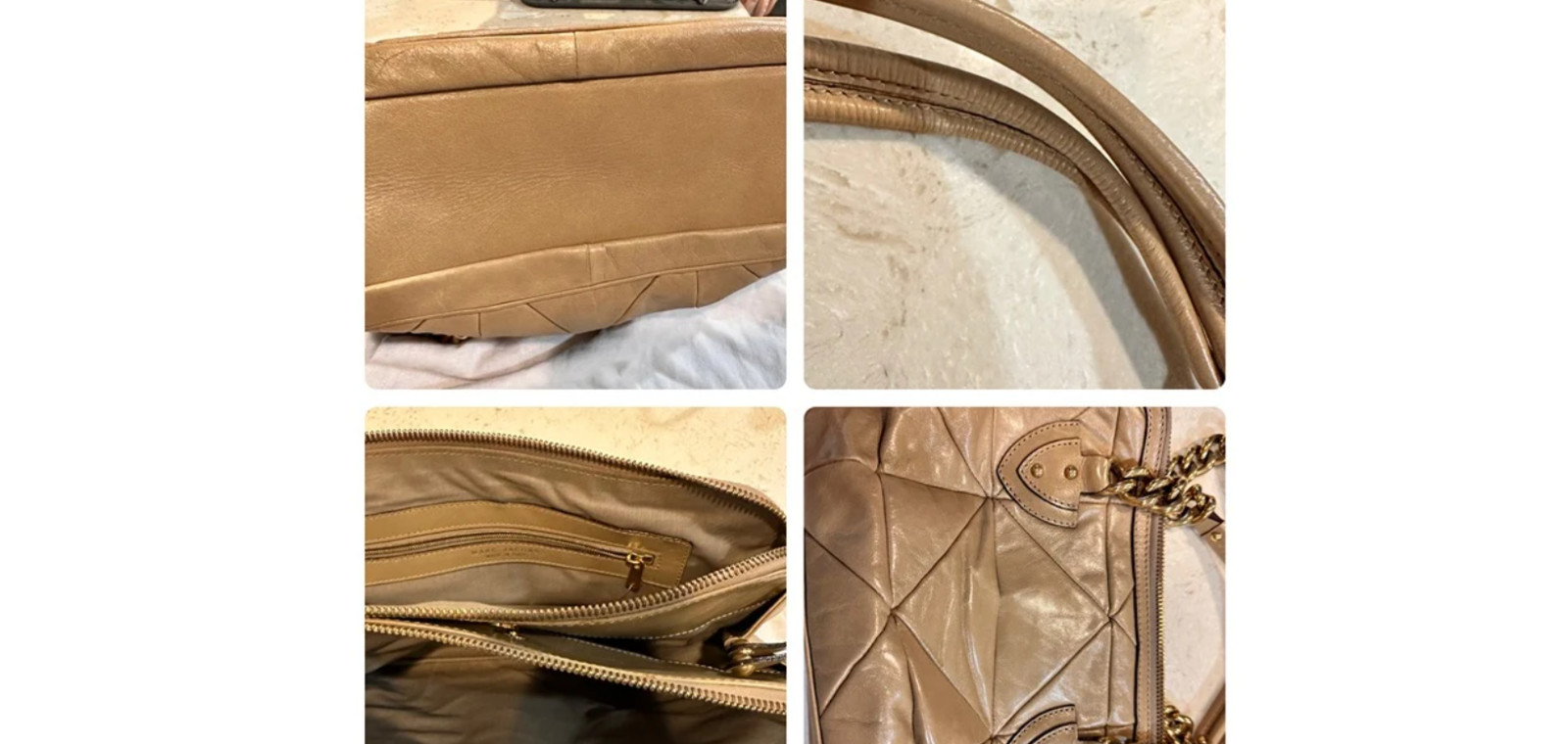 Authentic Marc Jacobs Ines Patchwork Tan Beige Pe… - image 9