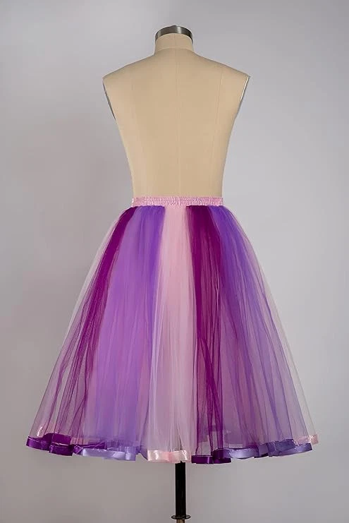 Damen Kurz Retro Rock Hohe Taille Tutu Rock Tüllrock Unterrock mit Hosenträger - Bild 3 von 3