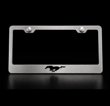 Mustang Logo Stainless Steel License Plate Frame Holder Rust Free