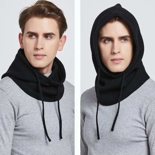 Winter Hats for Women, Wool Blend Hooded Scarf Hat for Women Balaclava Knit S... - 第 4/9 張圖片