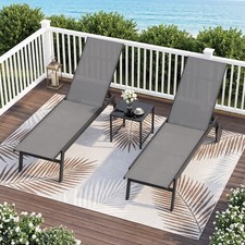 Outside Sun Lounger Patio Chaise Lounge Chair Set of 2