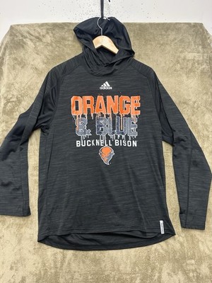 Adidas Bucknell Bison Hoodie Shirt Long Sleeve Pullover Black Men's Large