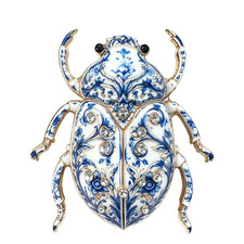 Crystal Beetle Brooch Blue White Enamel Rhinestone Insect Fall Autumn Jewelry Gi