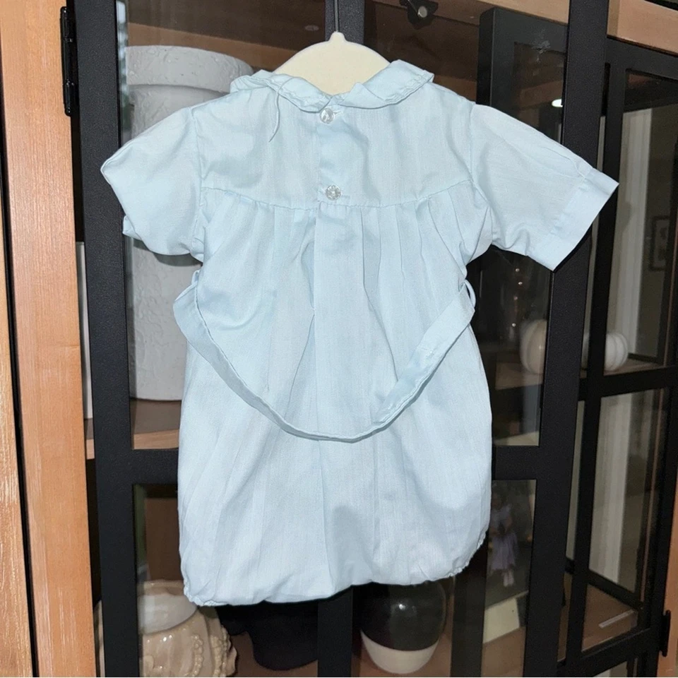 Mameluco burbuja vintage Feltman Brothers recién nacido bebé niño reliquia bordado Foto 4 de 4