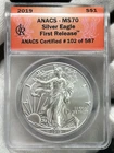 2019 $1 American Silver Eagle ANACS MS70 1 oz Fine .999 Coin - First Release
