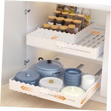 4-Way Expandable Pull Out Cabinet Organizer W 12.2"-17.5" x D 13.4"-23" White