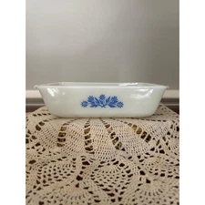 Vintage Anchor Hocking Fire King Blue Cornflower Rectangular Casserole 1 Quart