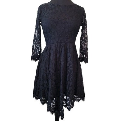Free People Queen of Hearts Lace Dress Black Soft Goth 2
