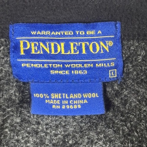 VTG Pendleton Jacket Mens Large Gray Wool Full Zip Shetland Wool Pocket Outdoors - Picture 4 of 12
