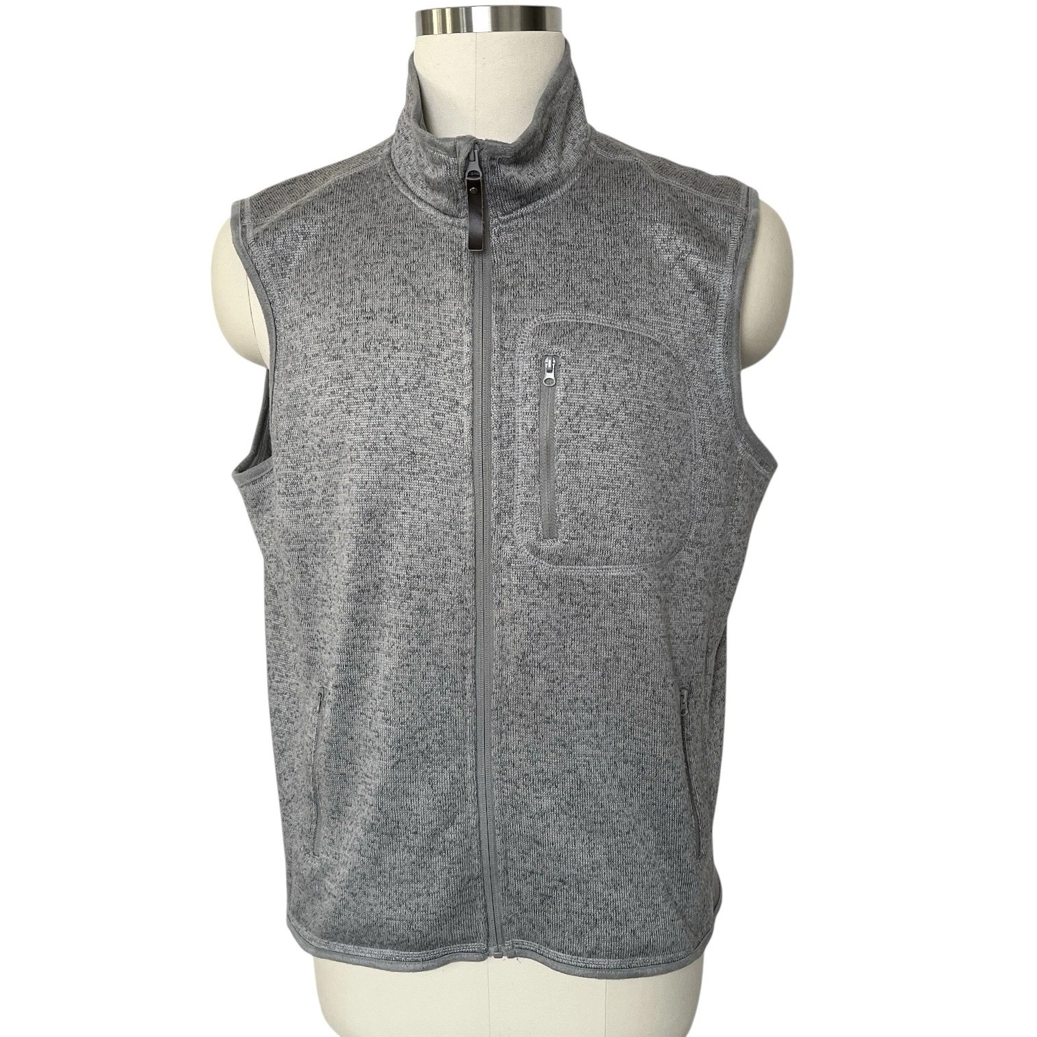 Orton Brothers Vest Men Large Full Zip Gray Fleece Outdoor Zipper Pockets Hiking
