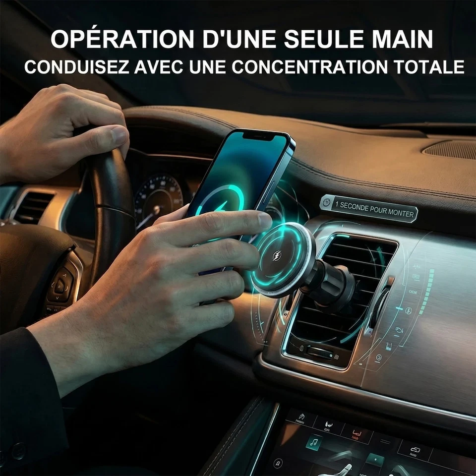 Chargeur sans fil magnétique pour voiture Rexsun 15W, chargeur de support de voi - Photo 3/4
