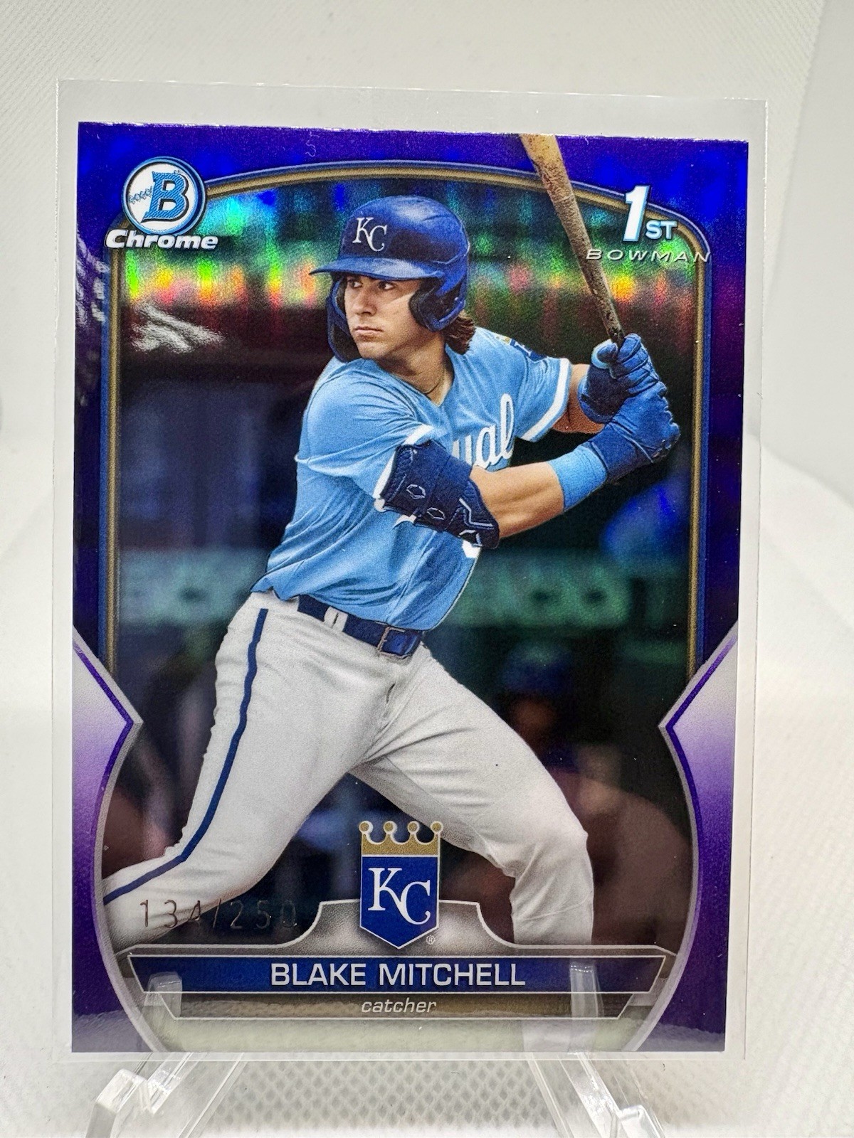 2023 Bowman Chrome 1st Bowman Blake Mitchell /250 Purple Refractor KC Royals