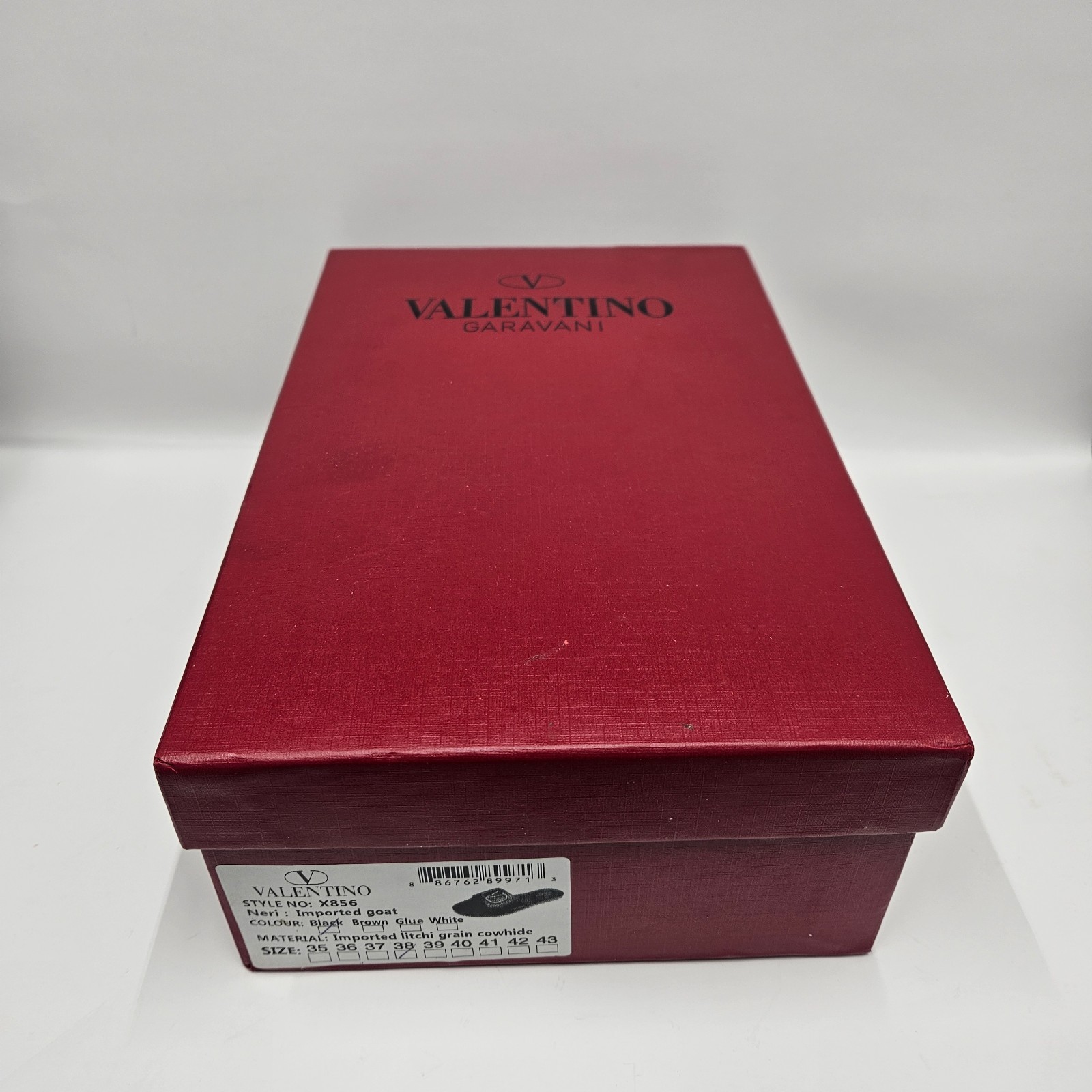 Valentino Garavani Luxury Shoe Box Red Textured 13x7.5x4.5 Storage VG+