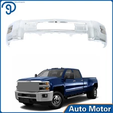Split Bumper W/ Fog Holes GM1002849 For Chevy Silverado 2500 3500 2015-19 Chrome