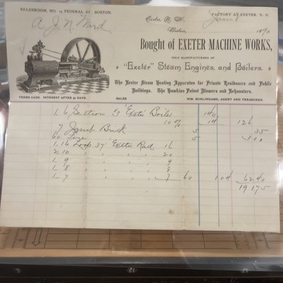 1890 Exeter Machine Works Exeter Steam Engines And Boilers Letterhead Laminated