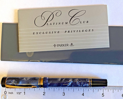 1999 MK I Parker Duofold International Blue Marble Fountain Pen Platinum Club UK
