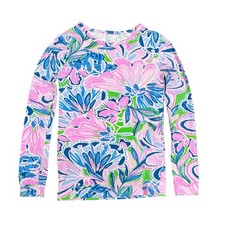 LILLY PULITZER Sammy Pajama Long-Sleeve Shirt Gecko Green Tiger Sunrise Girl's 6