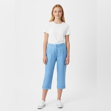 Vtg Lauren Ralph Lauren Linen Pants Women 12P Blue Cuffed Lined Costal Nautical